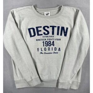 Pacific & Co Destin Florida Graphic Crewneck Pullover Sweatshirt Women M Gray